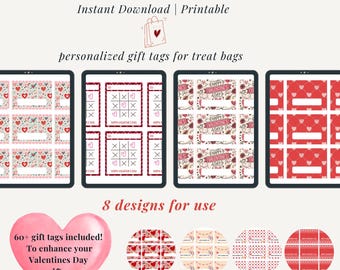 Valentine's Treat Bag Toppers: DIY Gift Tags, Kids' Party Favors (Digital Download)