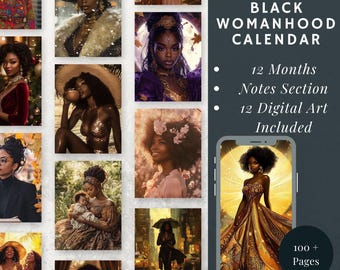 Black Womanhood 2025 Digital Planner Empowering Calendar & Notebook for Black Women | Stay Organized,  Inspired, Instant Download