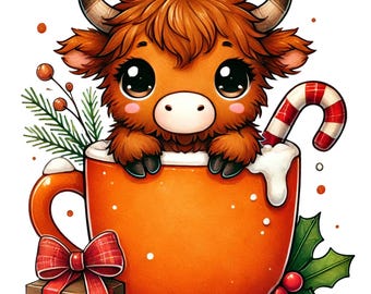 Adorable Christmas Mug Animals Clipart | Instant Download for Projects, Bundle, DIY Projects, Print On Demand, Sublimation, Crafts