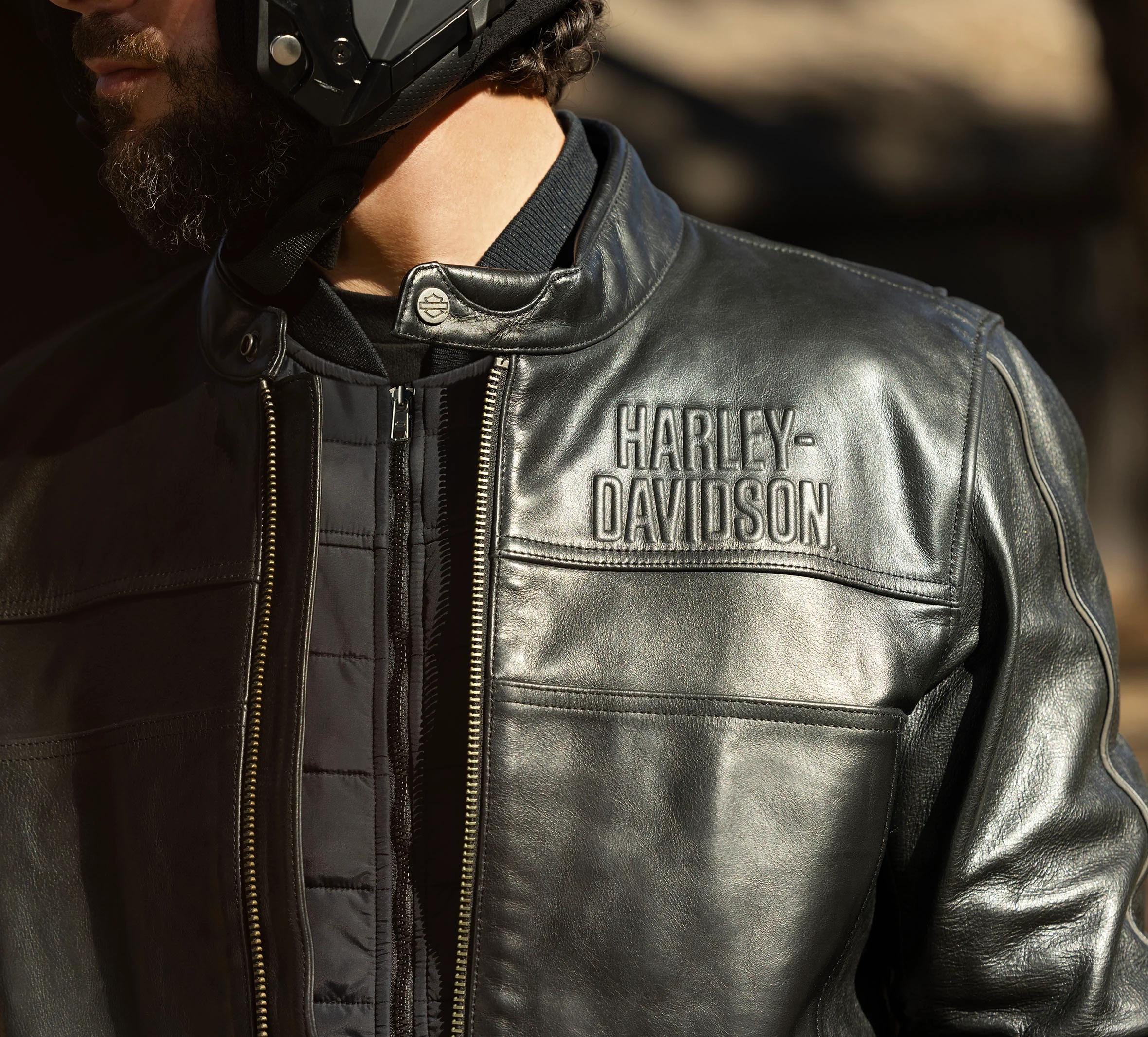 Harley Davidson Mens Classic USA Cruiser Jacket Biker Genuine Leather ...