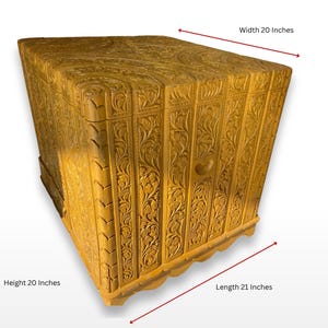 Hand Carved Wooden Chest Storage Box with Drawer, Large Rustic Keepsake Box, Antique Home Décor Organizer