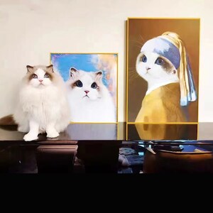 hand-make Custom Pet Portraits, Personalised Portraits with Frames