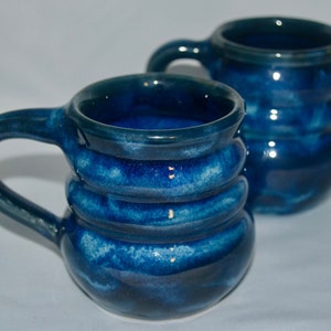 Handmade Bubble Ceramic Coffee Mug - Cloudy Blue - Wavy Mug - Handmade Pottery - 9oz - Unique Gift