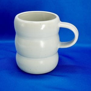 Handmade Bubble Ceramic Coffee Mug - Glossy White - Wavy Pottery - 10oz