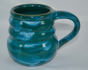Handmade Bubble Ceramic Coffee Mug - Cloudy Turquoise - Wavy Mug - Handmade Pottery - 8oz - Unique Gift