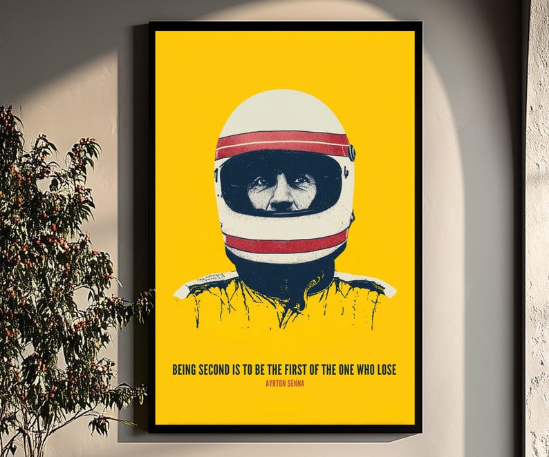 Iconic Racing Helmets Ayrton Senna Poster | Iconic Racing Helmet Print | Motivational F1 Wall ...