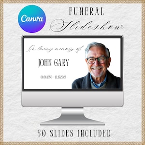 Editable Funeral Slideshow Template for Canva – Memorial Slideshow, Celebration of Life Digital Download