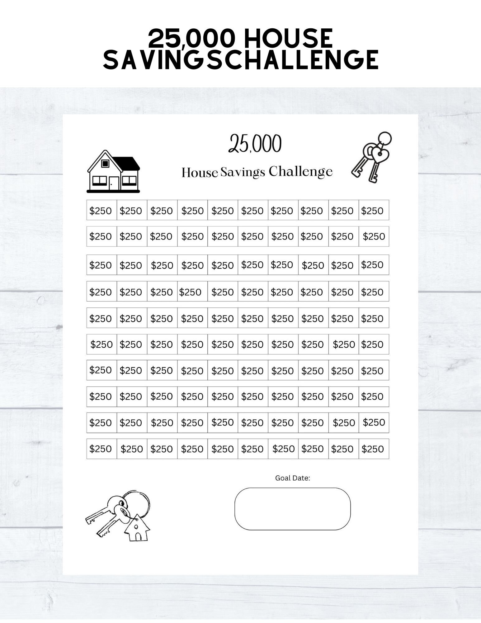 Home Savings Tracker 25K Savings Challenge Money Savings Challenge Printable Saving Challenge Etsy