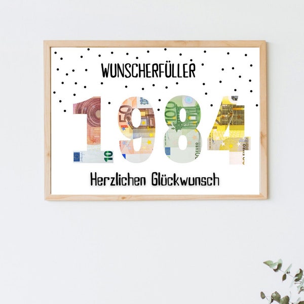 PDF - Geldgeschenk 40 Geburtstag Wunscherfüller Geburtstagskarte Download zum Ausdrucken herzlichen Glückwunsch Bild 25 30 40 50 60