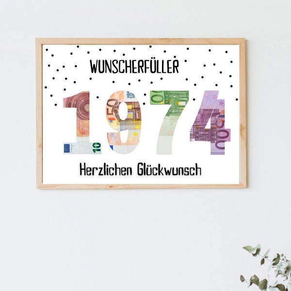 PDF - Geldgeschenk 50 Geburtstag Wunscherfüller Geburtstagskarte Download zum Ausdrucken herzlichen Glückwunsch Bild 25 30 40 50 60