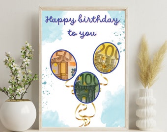 PDF - Geldgeschenk Geburtstag Luftballons Wunscherfüller Geburtstagskarte Download zum Ausdrucken herzlichen Glückwunsch Bild 18 25 30 40