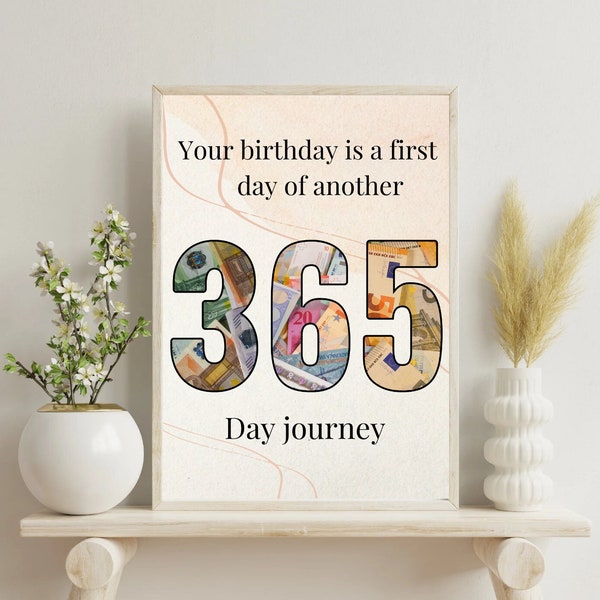 Geldgeschenk Geburtstag 365 Tage I runder Geburtstag Geschenk personalisiert Geld I Geburtstagsgeschenk vierzig lustig I PDF Download