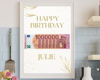 Geldgeschenk zum Geburtstag / deine erste Million Geschenk / Geburtstagsgeschenk / Bild / Poster / persönliches Geschenk / Geld verschenken