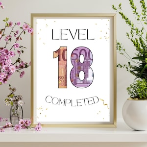 PDF - joyeux anniversaire argent cadeau pour 18 ans | donner de l'argent | carte de voeux imprimable image | cadeau