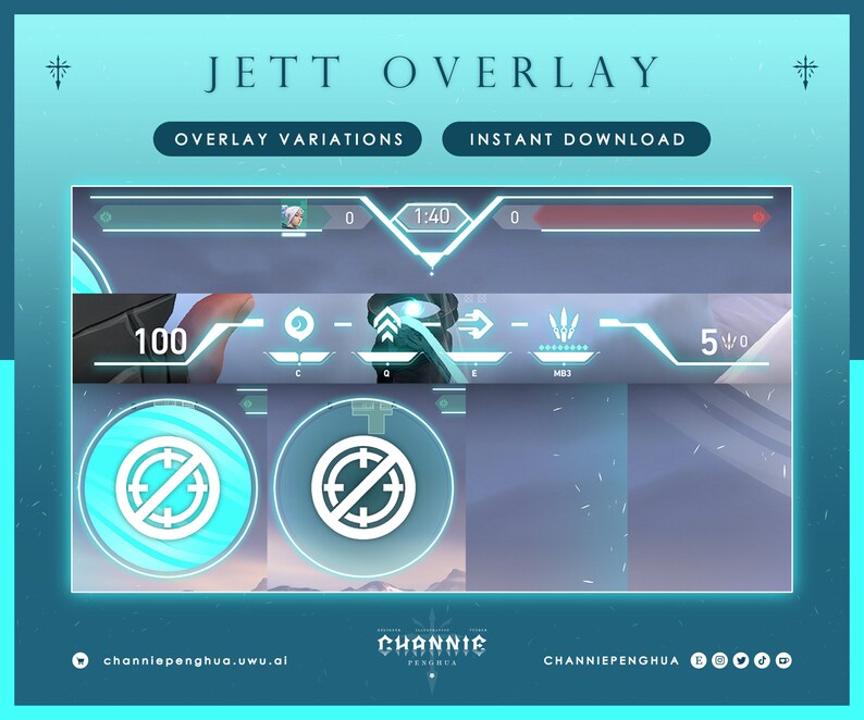Valorant Overlay HUD Jett Valorant Map Cover Stream Overlay for Twitch ...