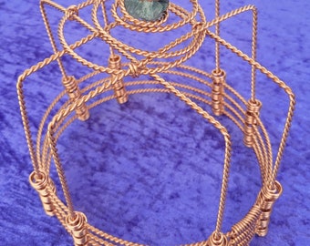 Tensor Wire Crown With Large Fluorite Crystal. Made With 4 Galactic Cubit  Tensor Rings. Meditation Tool