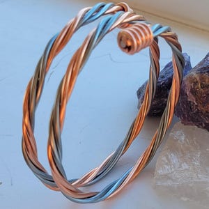 Copper And Zinc Mens Bangle Bracelet Made To a Half a 333mhz Tensor Cubit