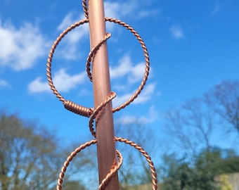Koperen tensorstaaf met kwartskristal voor manifestatie en energiewerk