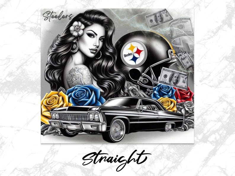 Steelers Roses Football Girl Tumbler Wrap, 20oz Digital Download, Lowrider Car ...