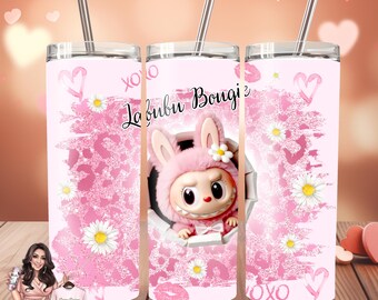 Pink Cartoon Tumbler Wrap, Sublimation Design (PNG Digital Download)