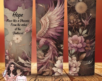 Phoenix Tumbler Sublimation Design, Straight & Tapered Wrap (PNG Digital Download)