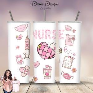 Nurse 20 oz Skinny Tumbler Wrap Sublimation Design, Straight & Tapered Wrap, Tumbler Wrap, Tumbler Png, Instant Download