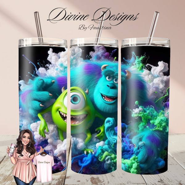 Monster's Inc 20 oz Skinny Tumbler Wrap Sublimation Design, Straight & Tapered Wrap, Tumbler Wrap, Tumbler Png, Instant Download