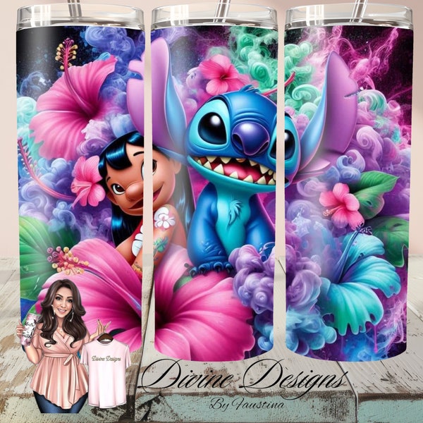 Lilo and Stitch 20 oz Skinny Tumbler Sublimation Design, Straight & Tapered Wrap, Tumbler Wrap, Tumbler Png, Instant Download