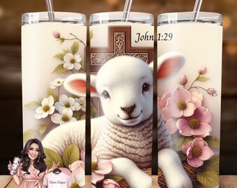 Easter Lamb Tumbler Wrap Sublimation Design (PNG Digital Download)