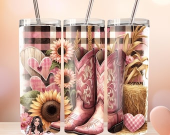 Valentine Pink Boots Tumbler Sublimation Design (PNG)
