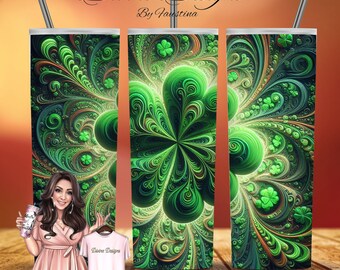 Shamrock Tumbler Sublimation Design, St Patricks Day PNG (Digital Download)