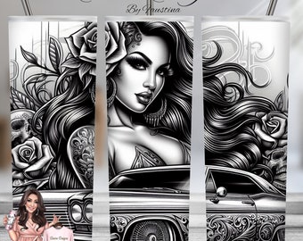 Cinco De Mayo Lowrider 20 oz Skinny Tumbler Wrap Sublimation Design, Straight & Tapered  PNG Wrap, Instant Download Mexican Artwork