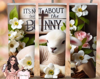 Easter Lamb Tumbler Wrap Sublimation Design, Straight & Tapered 20 oz (PNG, Instant Download)