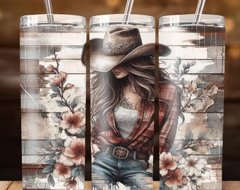 Rustic Rodeo Cowgirl Tumbler 20oz Skinny Tumbler | Western
