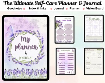 Self-Care Digital Planner Set for Goals, Habits, and Gratitude - Daily, Weekly, Monthly, Notes and Journal