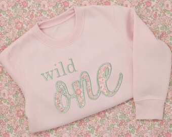 Liberty of London Personalised 1st Birthday Sweatshirt | Girls Wild One Birthday Jumper | First Birthday Sweatshirt | Girls 1st Birthday Top