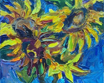 Original Oil Painting: Sunflowers & Daisies - Photorealist Floral Art