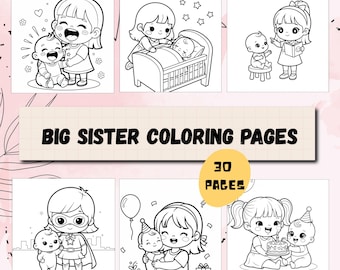 Schwester zum Ausmalen | 30 Geschwister Aktivitäten zum Ausdrucken (Instant Download)