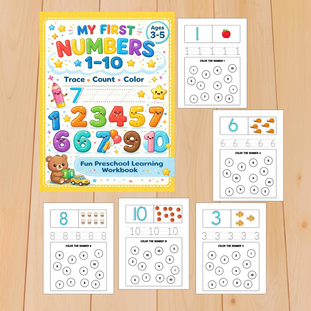 Numbers 1-10 Tracing Worksheets - Preschool Counting Activities (PDF ...