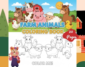 Farm Animals Coloring Book: Kids Learning Printable (20 Pages)