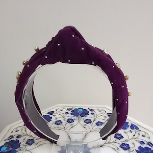 Purple Embellished Velvet Hairband