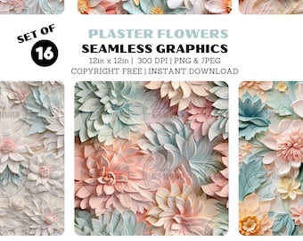 Plaster Flower Printable Seamless Digital Paper / Surface Pattern | Backgrounds, Scrapbooking,DIY Art, Wallpapers & More | PERSONAL USE only
