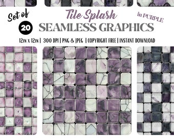 Digital Seamless Tile Splash Surface Patterns in PURPLE | PERSONAL use only | Scrapbooking, DIY Art, Wallpapers and More
