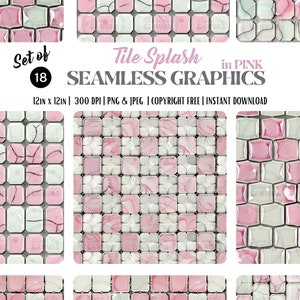 Digital Seamless Tile Splash Surface Patterns in PINK | PERSONAL use only | Scrapbooking, DIY Art, Wallpapers and More
