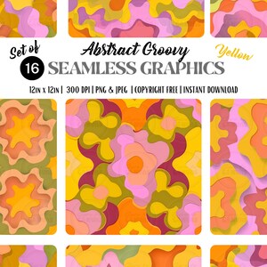 Digital Seamless Surface Patterns | Groovy Abstract Art in YELLOW | PERSONAL use only | Scrapbooking, DIY Art, Wallpapers and More