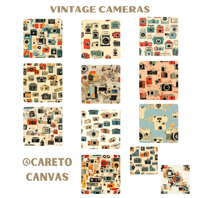 Digital Seamless Surface Patterns | Vintage Camera Collage | COMMERCIAL ...