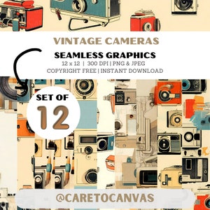 Digital Seamless Surface Patterns | Vintage Camera Collage | PERSONAL use only | Scrapbooking, DIY Art, Wallpapers and More