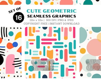 Digital Seamless Surface Patterns | Cute Abstract Geometric | COMMERCIAL USE ready | Print on Demand, Large Scale Printing and more