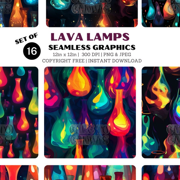 Lava Lamp Seamless Pattern Graphics Set - Print-on-Demand ready | Crafting | Design | Large-Scale Printing | AND MORE