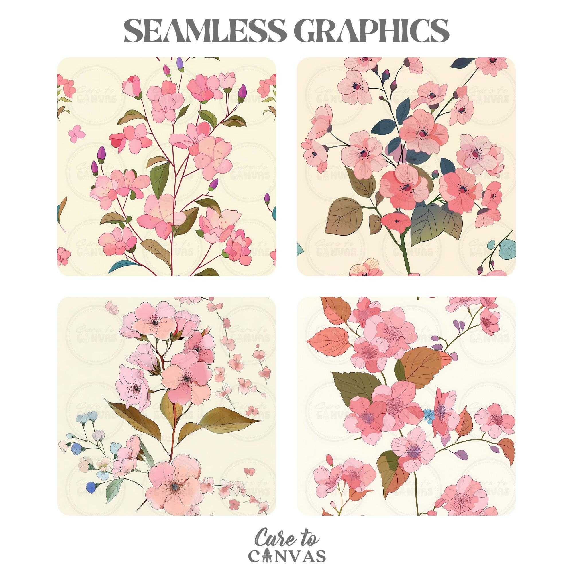 Digital Seamless Floral Surface Patterns in PINK | PERSONAL Use Only ...
